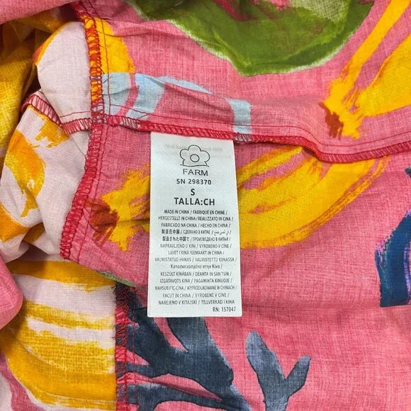 NWOT FARM Rio Mixed Fruits Ocean Bright Vibrant Dress Ruffle Sleeve Size S